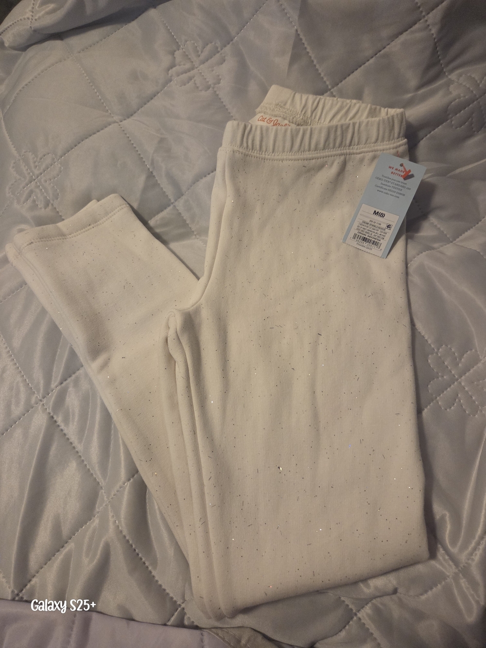 Girls' Sparkle White Leggings - Brand Unspecified Size 8